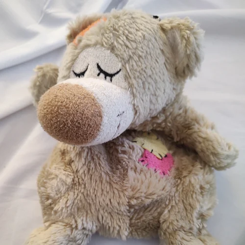 Kleiner hellbrauner Stofftier-Bär als dummy